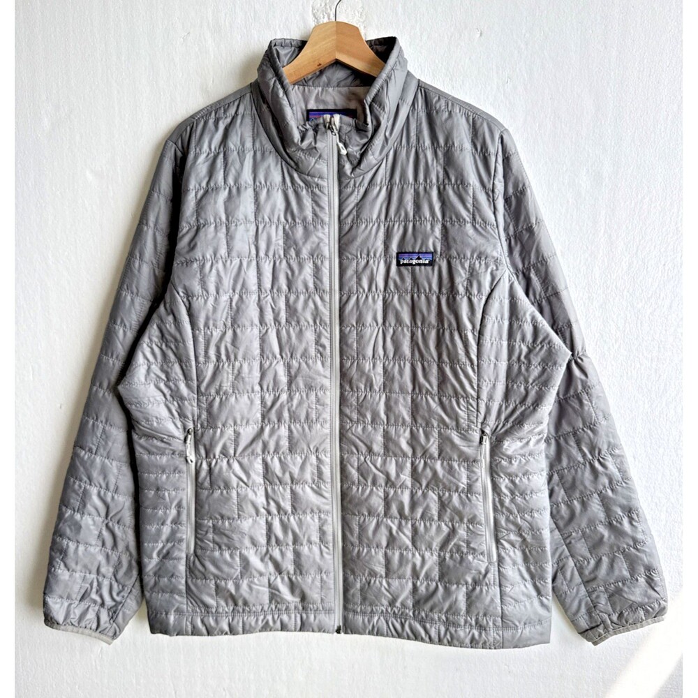 Patagonia Nano Puff Jacket Women’s Gray Quilted Insulated Full Zip Coat Size 2XL
